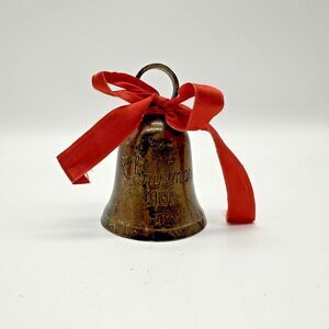 1990 Patina Engraved CHRISTMAS BELL International Silver Company VINTAGE